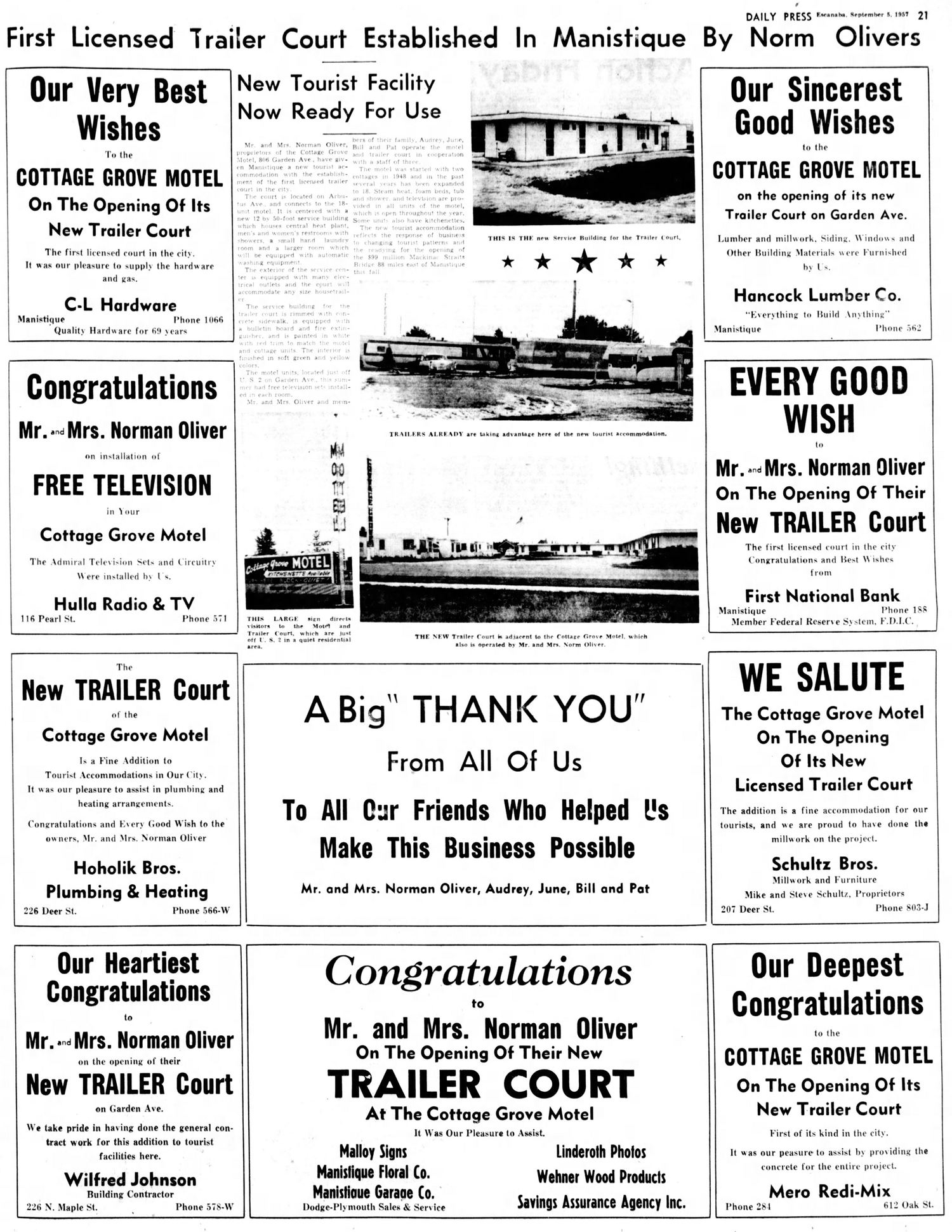 Garden Grove Motel - Sep 5 1957 Opening Of Trailer Court (newer photo)